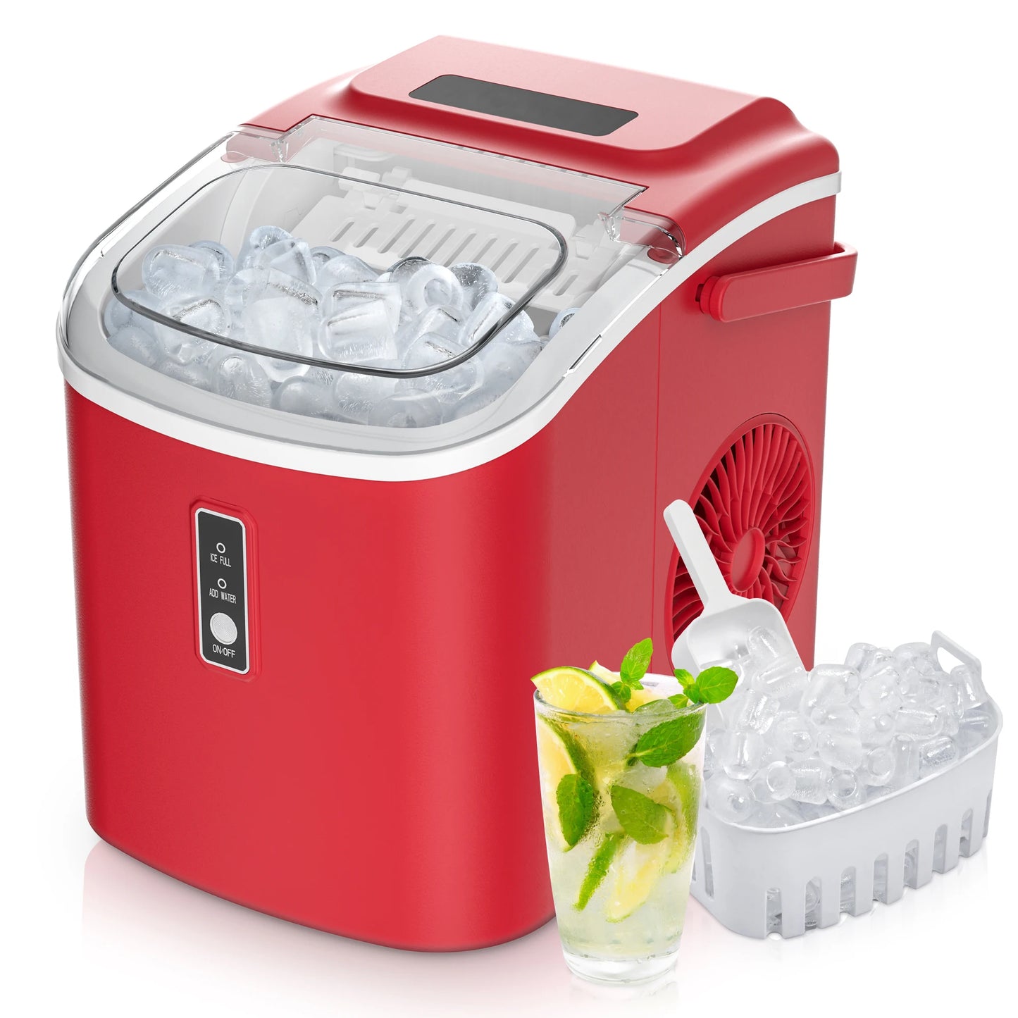 SIMZLIFE Portable Ice Maker Machine 26.5 Pounds Per Day 9 Ice Cubes in 6 Minutes Auto Cleaning Basket and Scoop for Kitchen Office Party