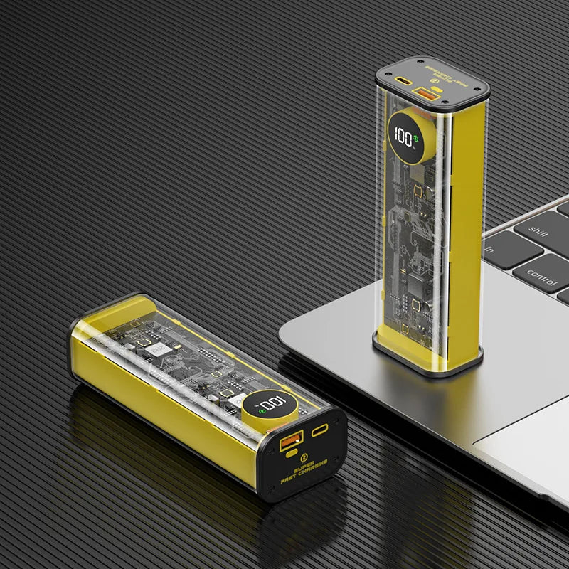 22.5W Transparent Power Bank 20000mAh Quick Charger PD20W Fast Charge Spare Battery Portable for Xiaomi iPhone Samsung Laptop