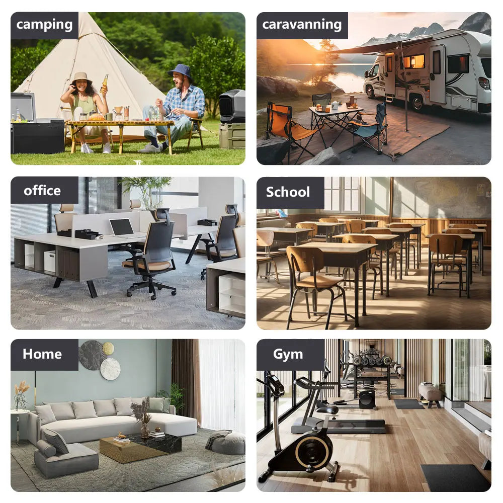 Solar Rechargeable Portable Cold Air Fan Outdoor Floor Table Desk Fan with LED Light and 2 Speed Remote Control for Bedroom