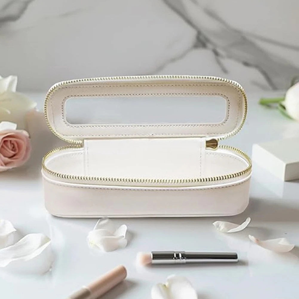 Women PU Makeup Brush Bag Transparent Travel Wash Bag Dual Zipper Cosmetic Organizer Toiletry Pouch