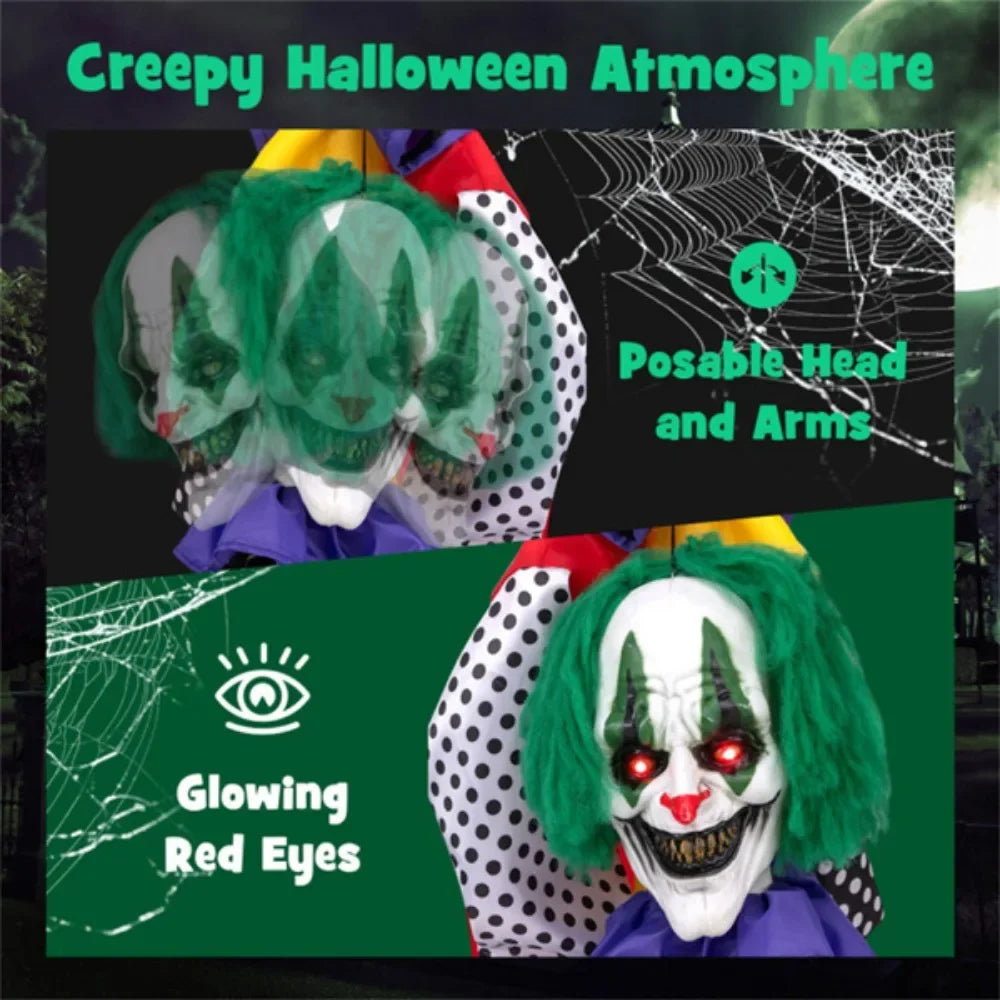 4.5FT Halloween Clown Decoration with LED Eyes and Phrase Recording