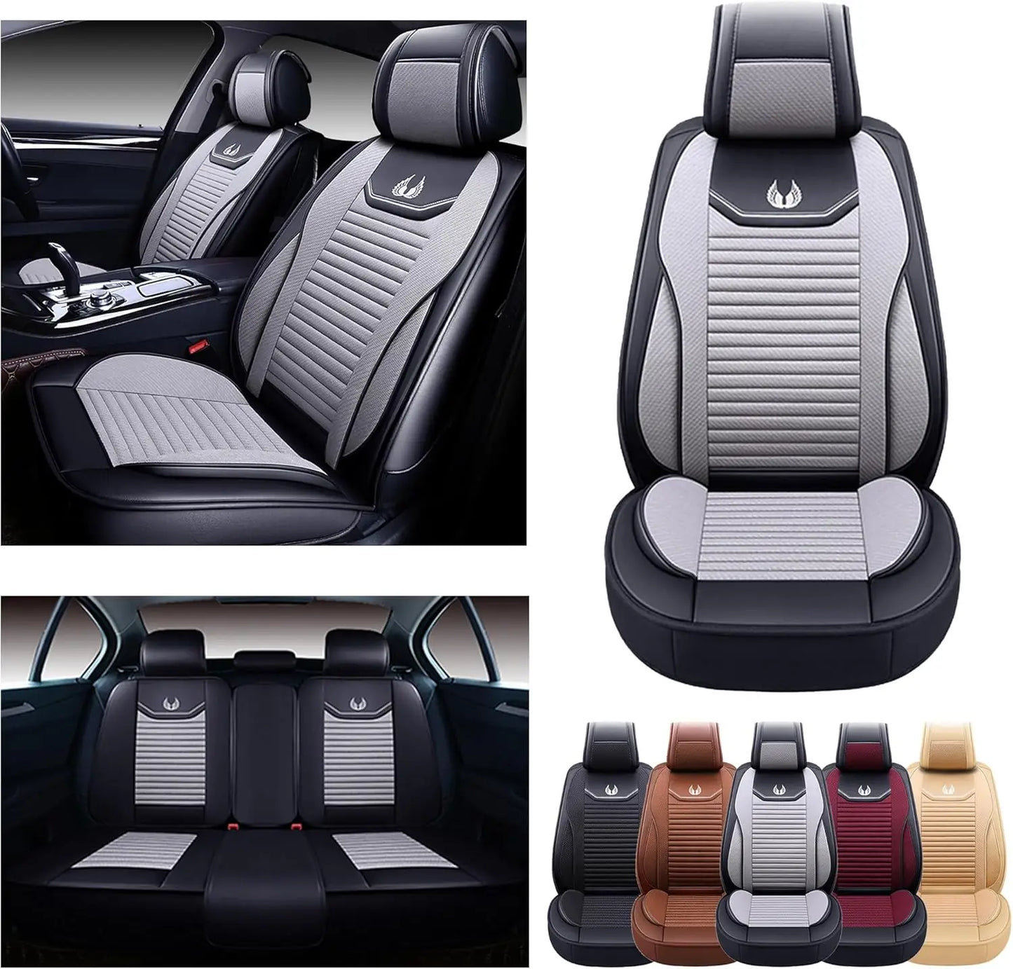 Car Seat Covers Premium Waterproof Faux Leather Cushion Universal Accessories Fit SUV Truck Sedan Automotive Vehicle Auto Interi
