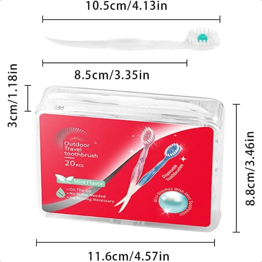 Disposable Mini Toothbrush Travel Toothbrushes with Portable Peppermint Toothpaste 48 Pieces