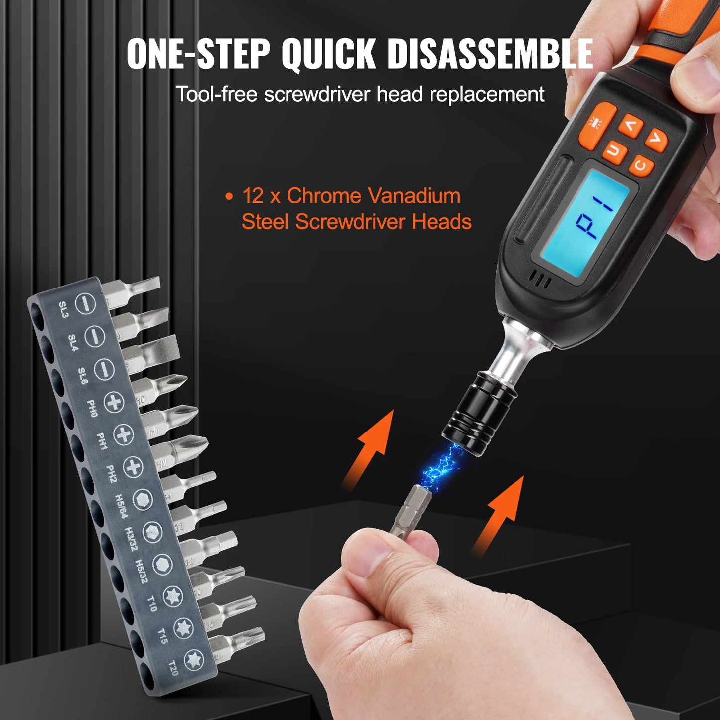 SucceBuy 1/4 Inch Digital Torque Screwdriver Drive with Bits and Case Electrician Torque Wrench with LCD Display