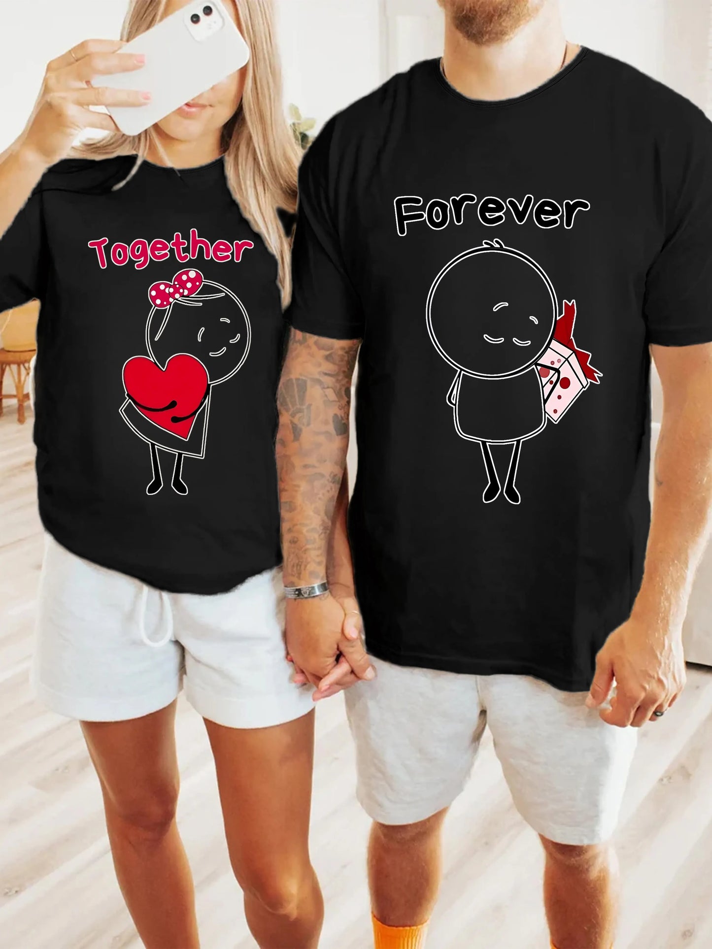 Together Forever Print Couples Matching Shirts Anniversary Gift Valentines Day T Shirt His and Hers Shirt Husband and Wife