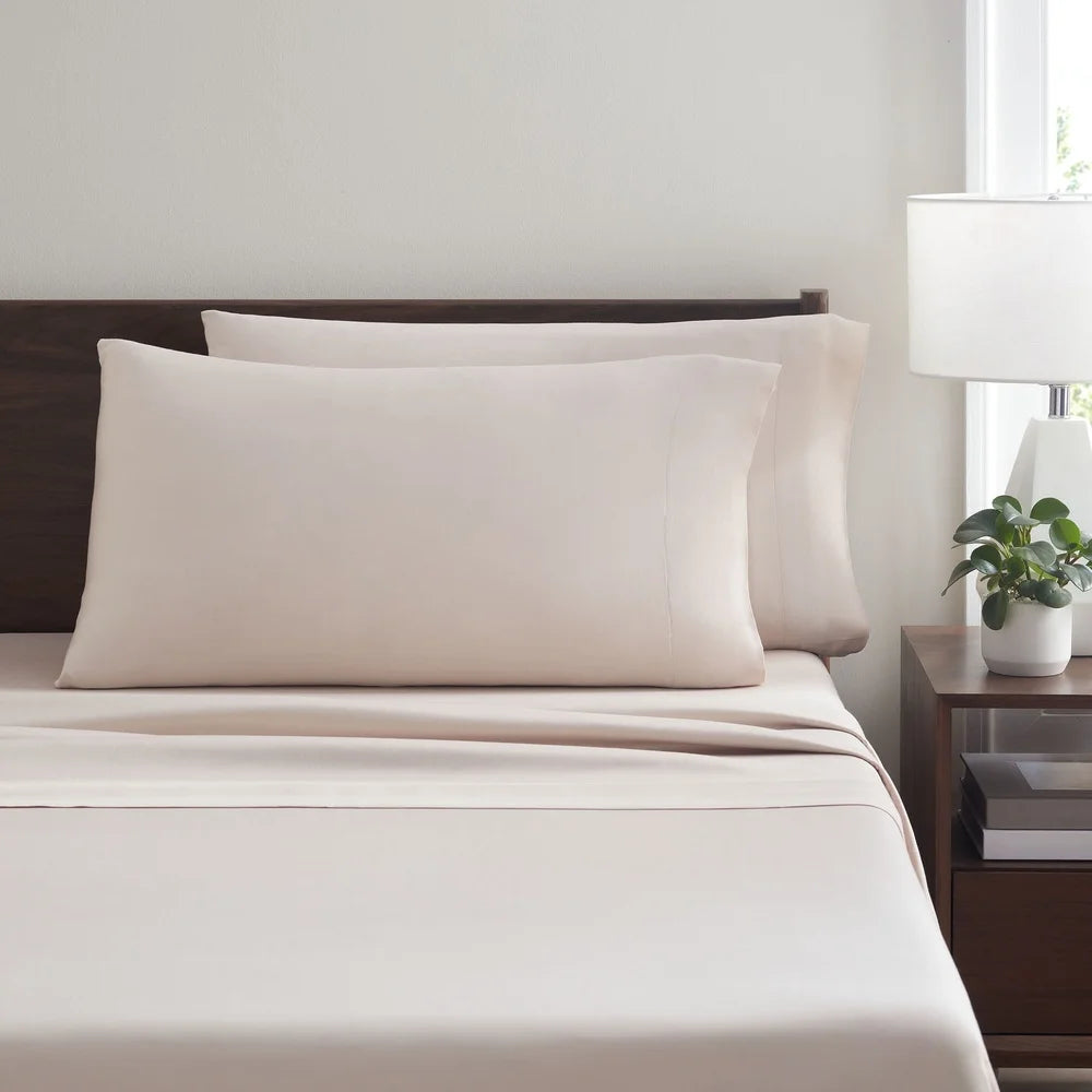 Soft Silky 4 Piece Queen Bed Sheet Set Bamboo Rayon Moisture Wicking Sateen Breathable Machine Washable Durable Gift