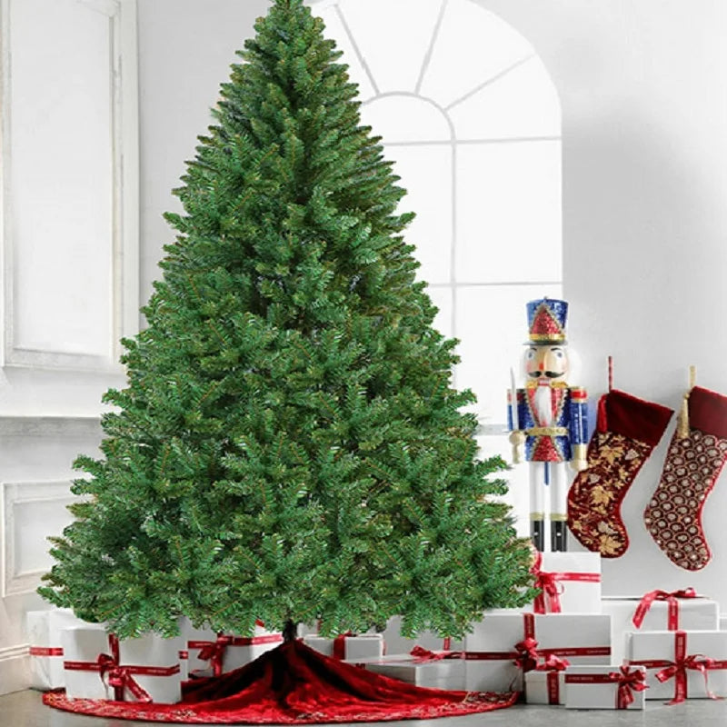 4-8FT Artificial Pencil Xmas Tree, Slim Hinged Christmas Tree with Iron Base & 650 Tips, Easy Foldable Holiday Party Decoration