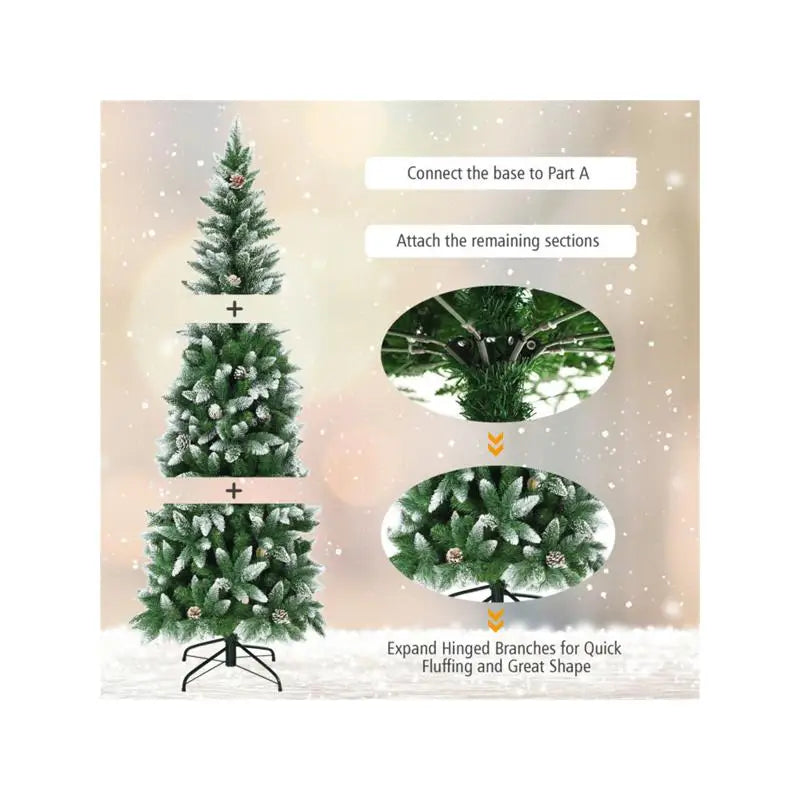 6FT Artificial Xmas Tree with Pine Cones for Holiday Decor, Festive Home Decoration, Faux Tree, Easy Setup, Perfect for
