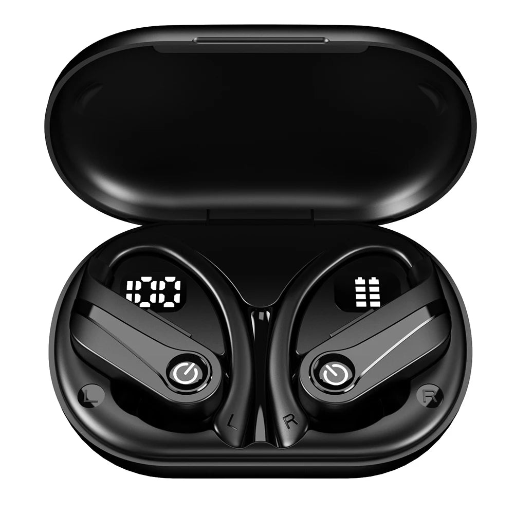 Mpow Q63 Bluetooth 5.3 Wireless Earbuds with Mic IPX7 Waterproof 200 Hours Earphones with Hooks for Sports Running Workout Gym