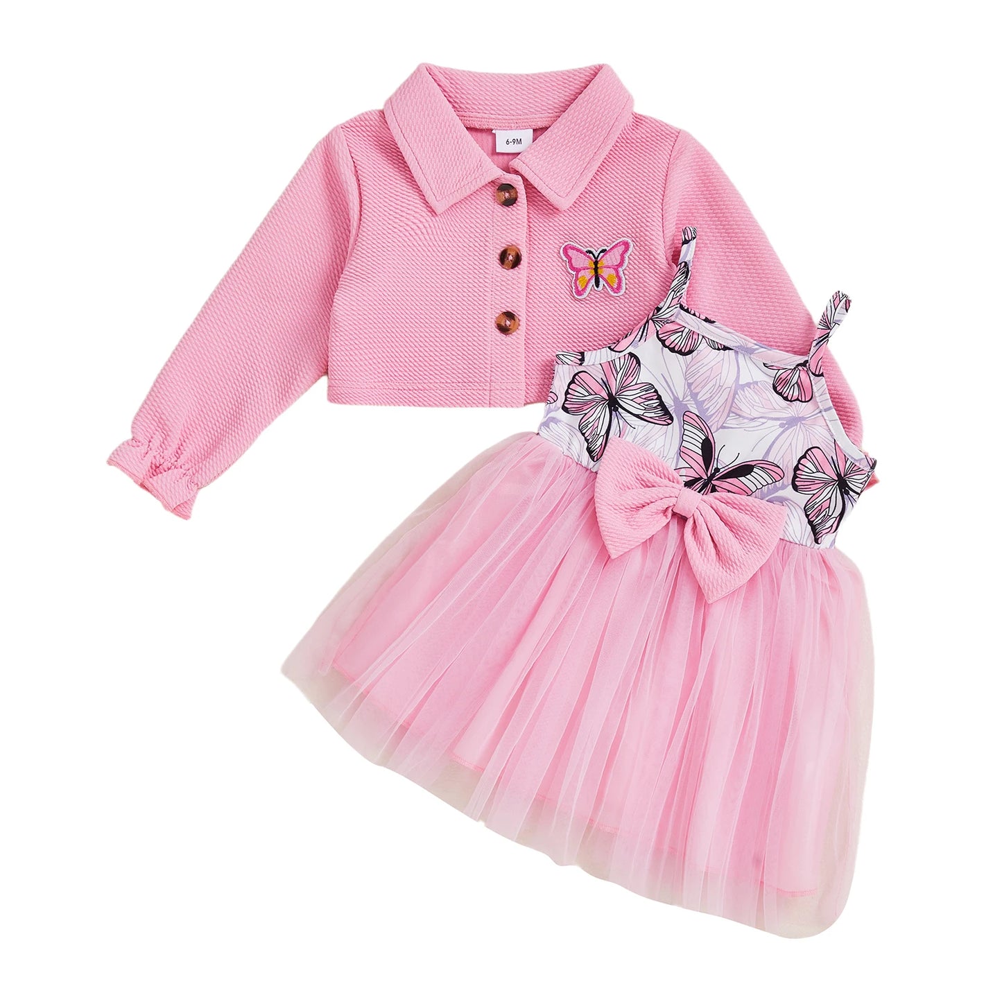 Cute Toddler Girl Winter Outfits Floral Print Hooded Coat Sleeveless Knit Sweater Dress with Pom Pom Detail