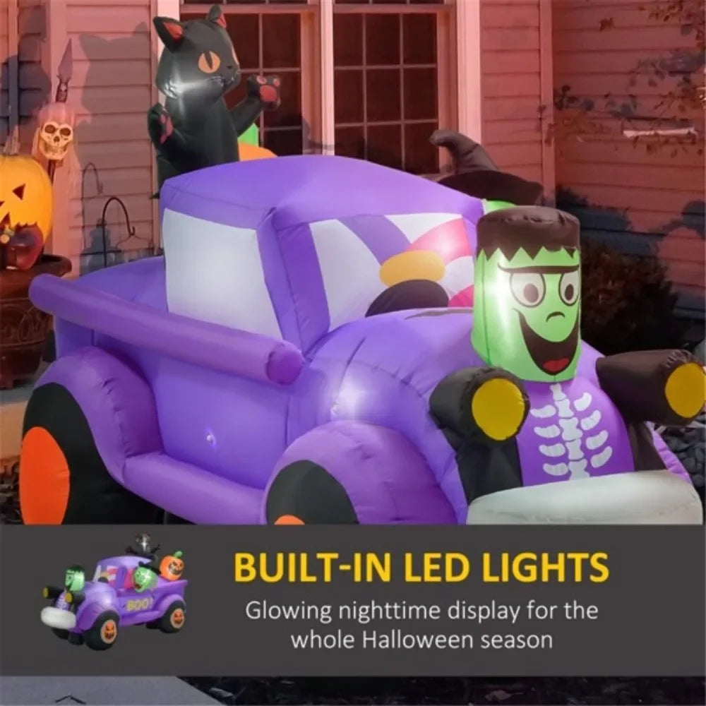 Witch Driving Halloween Inflatable Truck Decoration