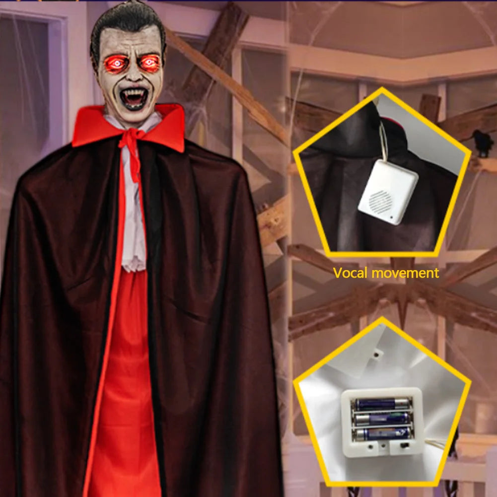 Voice Activated Eyes Glowing Vampire Halloween Prop Scary Vampire for Halloween Tree Home Party Outdoor Indoor Decor