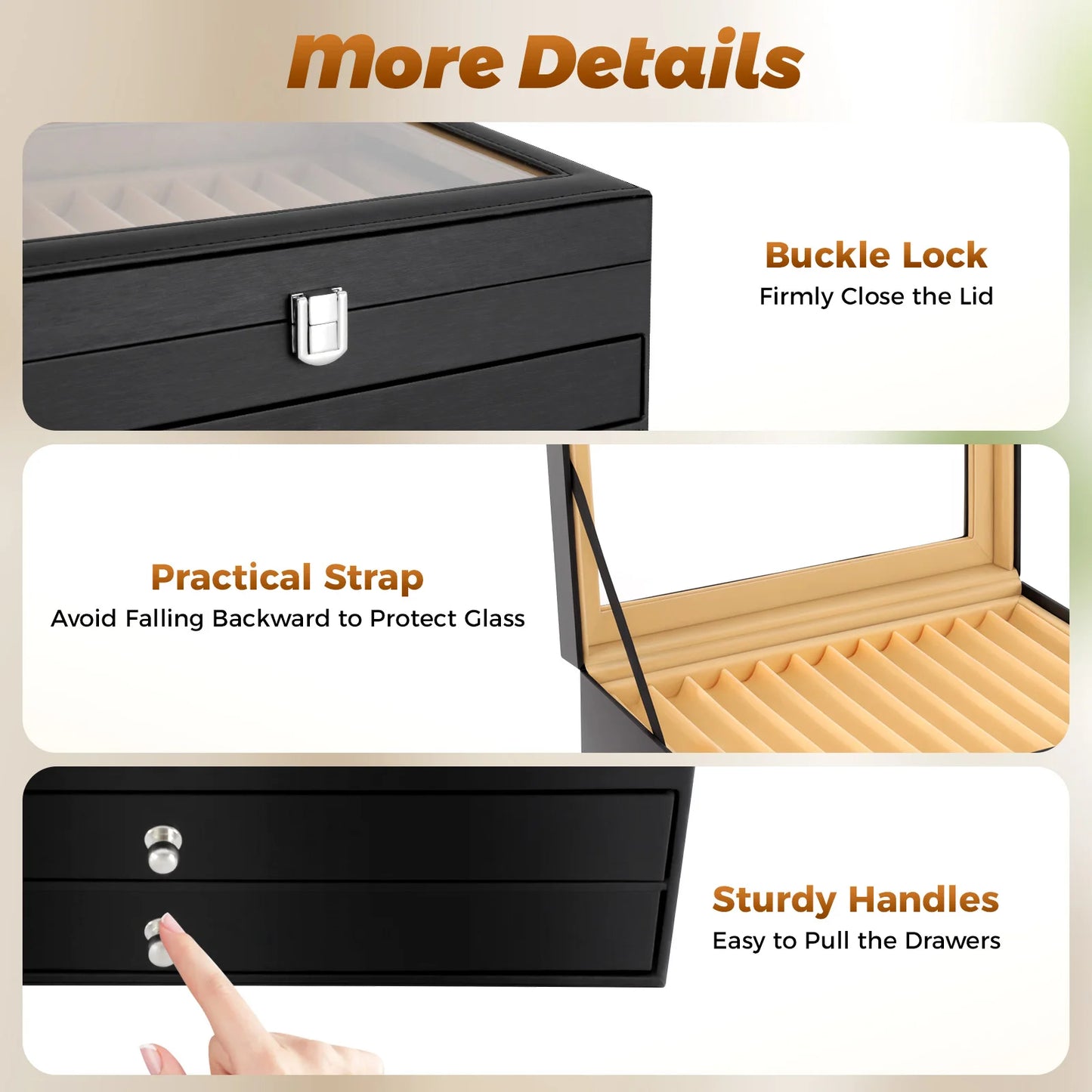 NEWEST 36 Slots Pen Display Box, Leather Pen Organizer Box, Glass Window Pen Collection Display Case, Luxury Pen Collector Case, Black