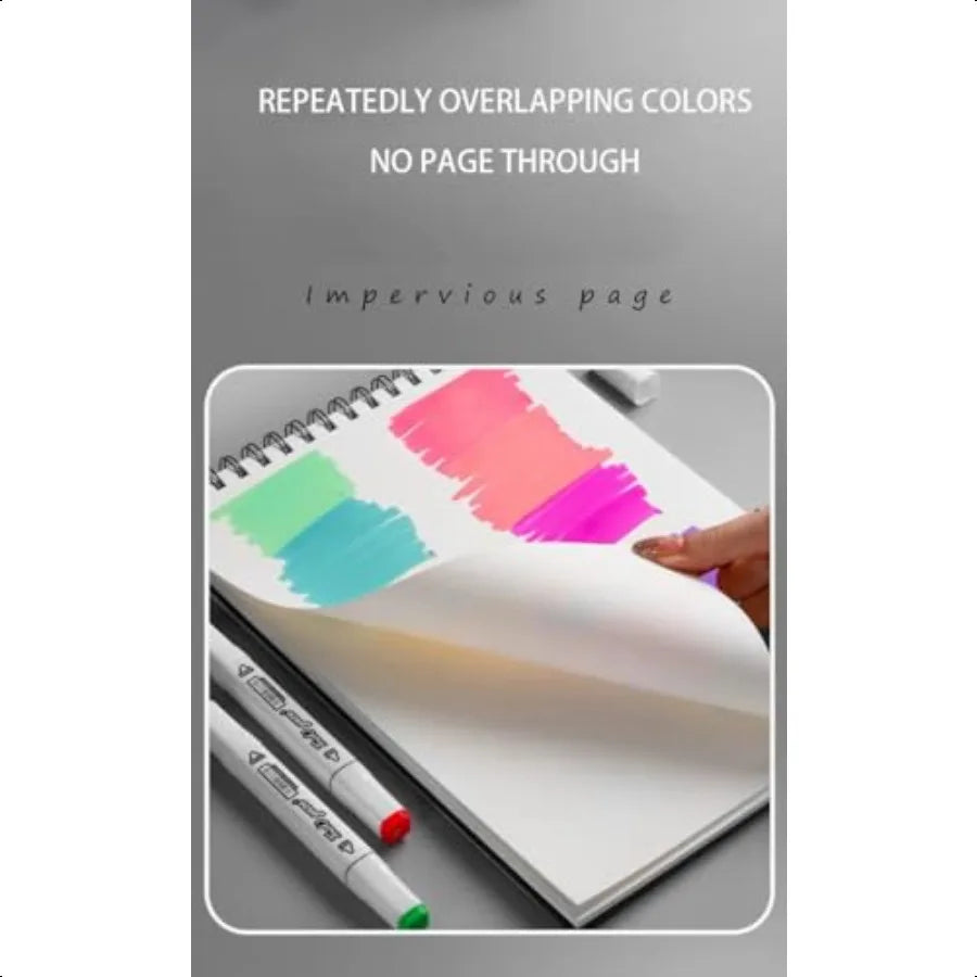 Marker Pads Art SketchbookLarge Paper Size A4 8 27 x 11 70 100 LB 130 GSM Heavy Smooth Drawing Papers 50 Sheets 100 Pages Spira