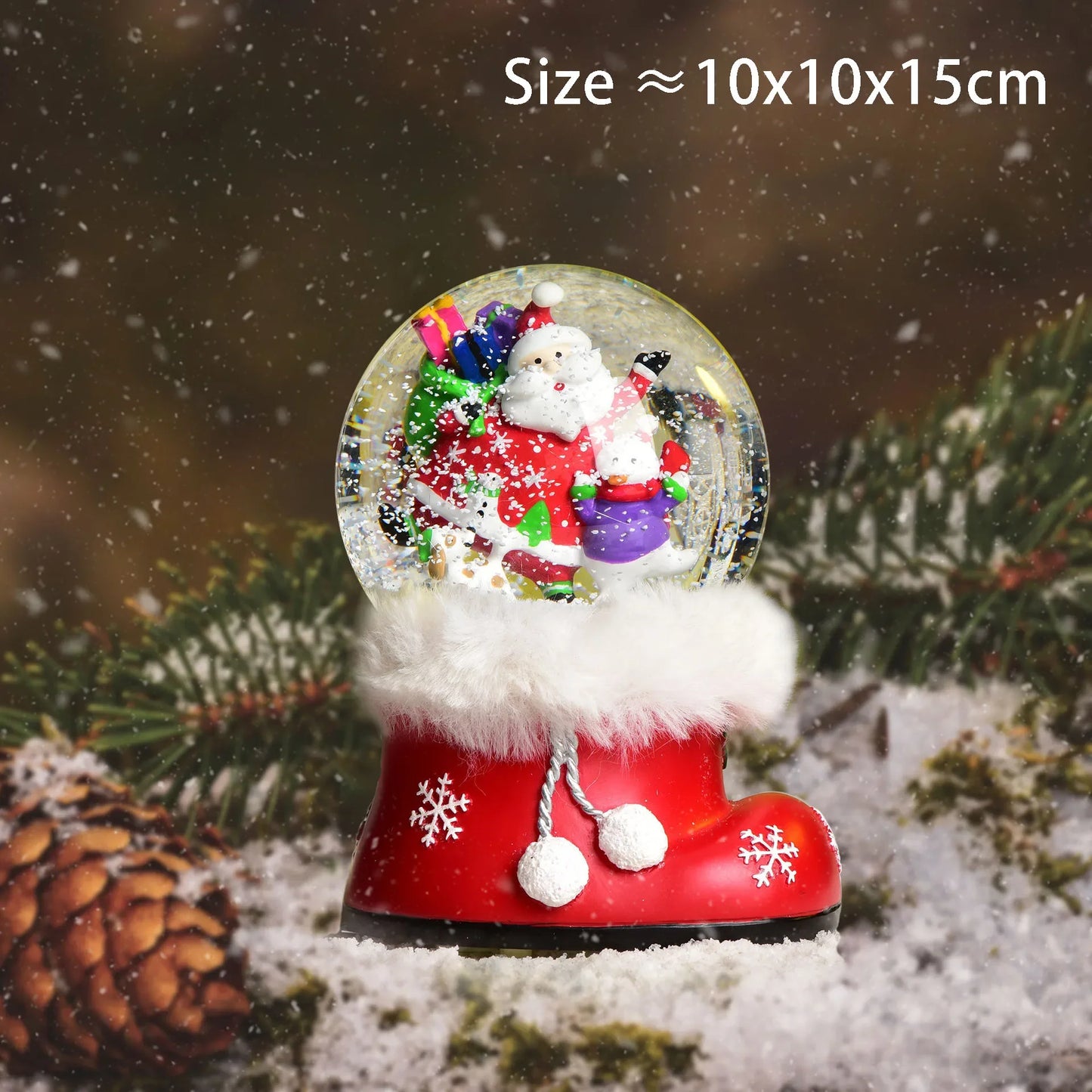 New Resin Christmas Crystal Ball Snowfall Music Box Santa Claus Snowman Interior Desktop Ornament Festive Atmosphere Decoration