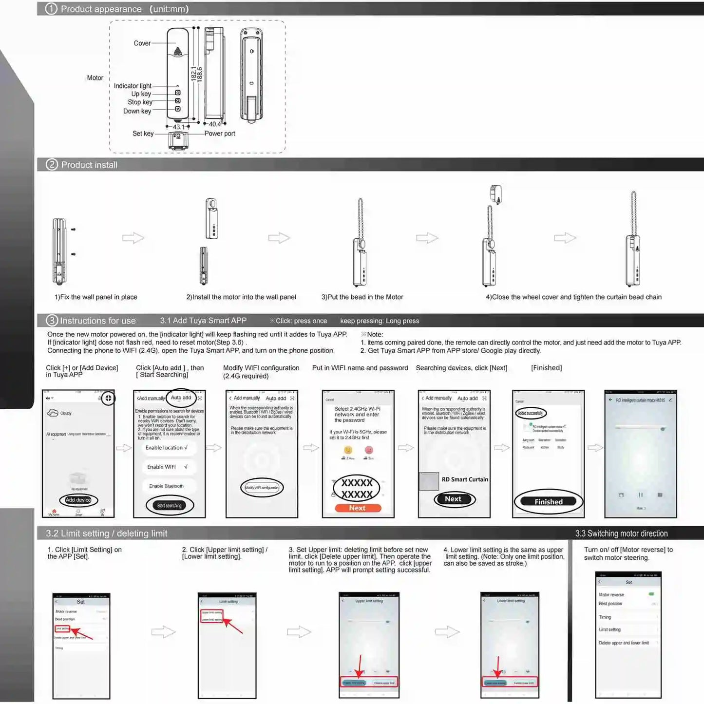 Tuya WiFi Smart Pull Bead Curtain Motor Electric Curtains APP Control Voice Control Compatible with Alexa and Google Home