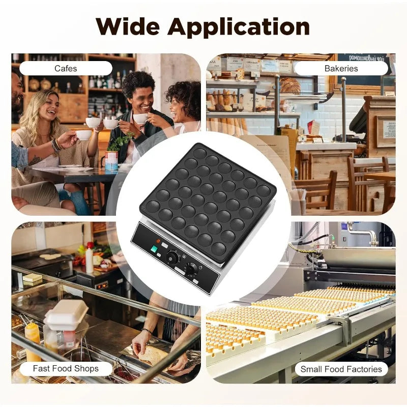 1000W 36 Grid Mini Pancakes Maker Machine, Nonstick Dutch Pancakes Muffins Baking Machine, Commercial Mini Electric Waffle Maker