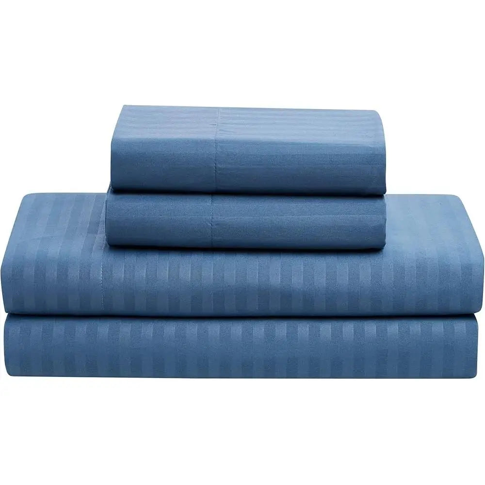 8 Piece King Comforter Set Soft Microfiber Dobby Stripe Design with Comforter Bed Skirt Sheets Pillowcases and Shams