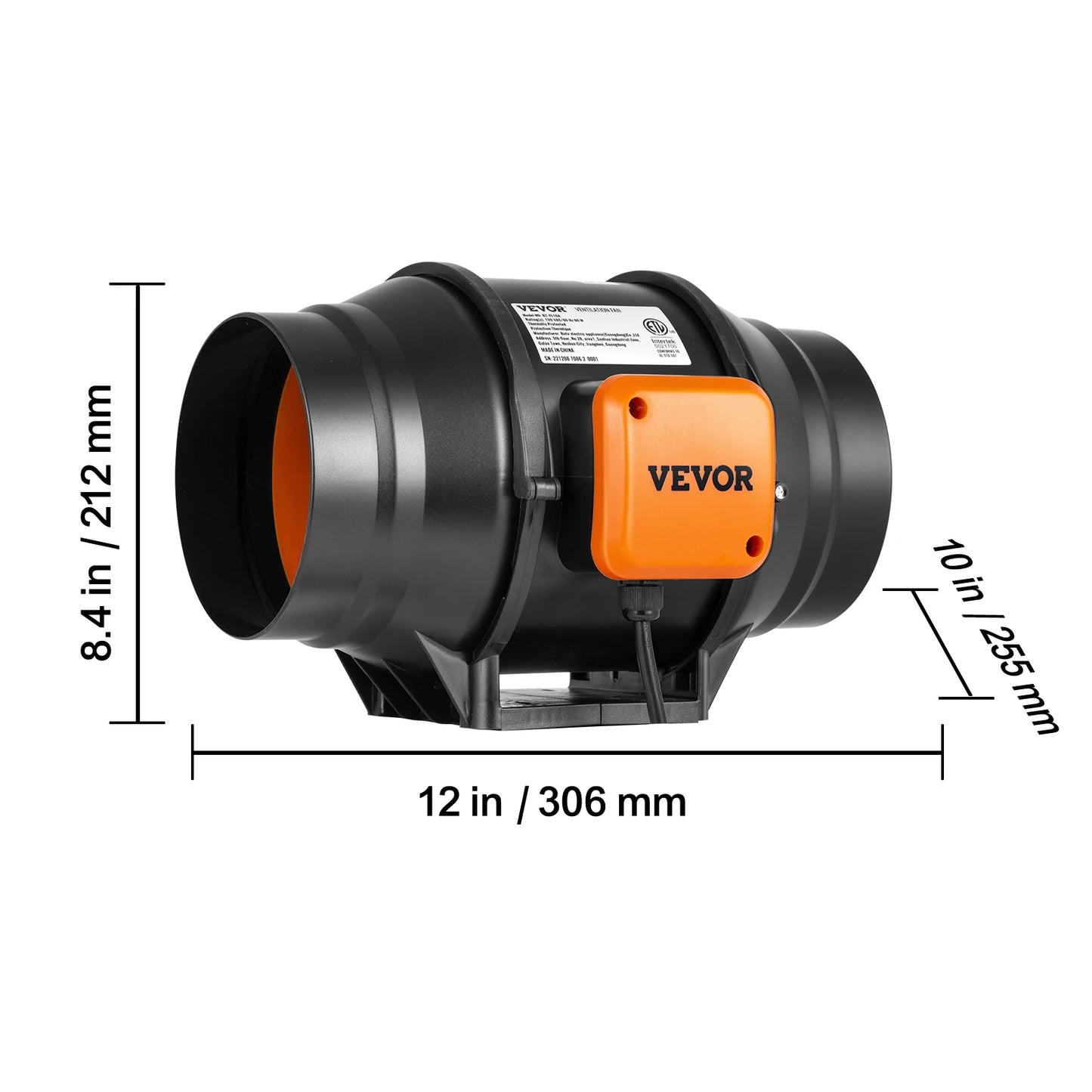 SucceBuy Inline Duct Fan Quiet EC-motor Ventilation Exhaust with Temperature Humidity Controller for Cooling Booster Grow Tents