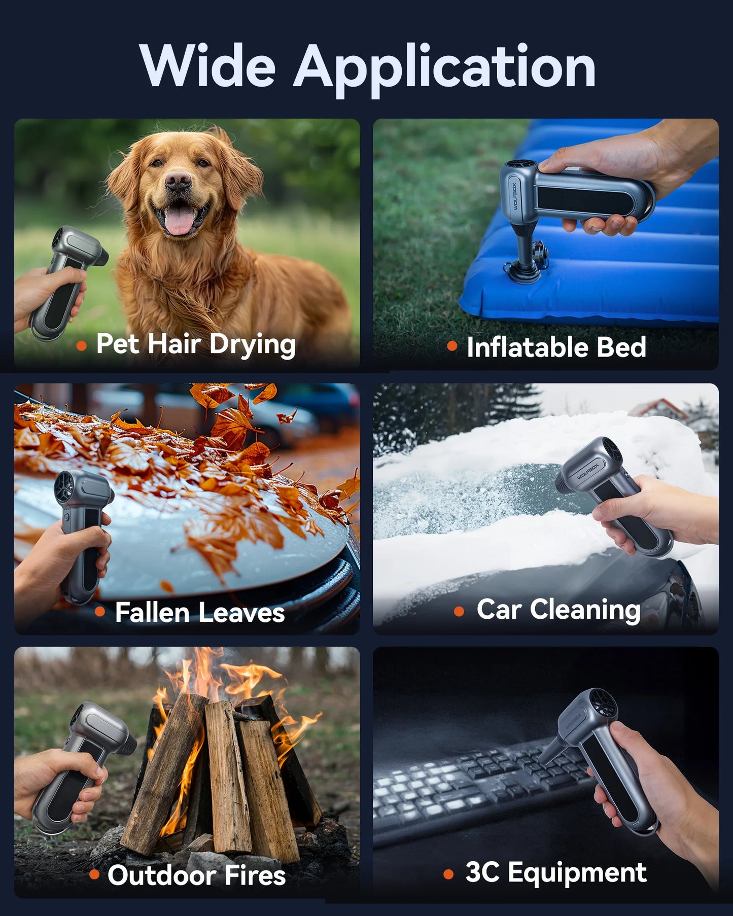 Wolfbox MF100 Compressed Air Duster 150000RPM Super Power Electric Air Blower Rechargeable Long Life