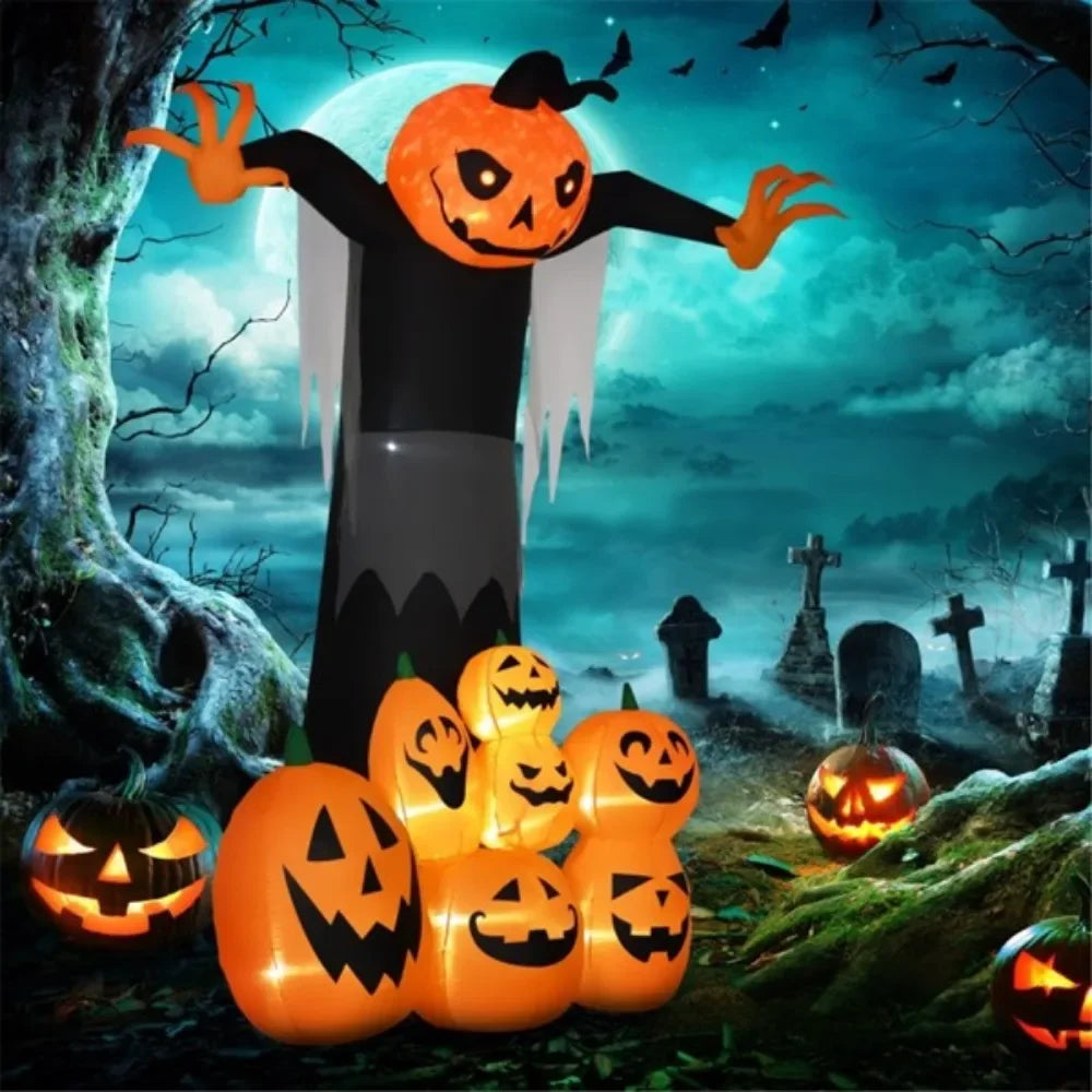 Inflatable Pumpkin Ghost in Pumpkin Patch Halloween Decoration for Festive Displays