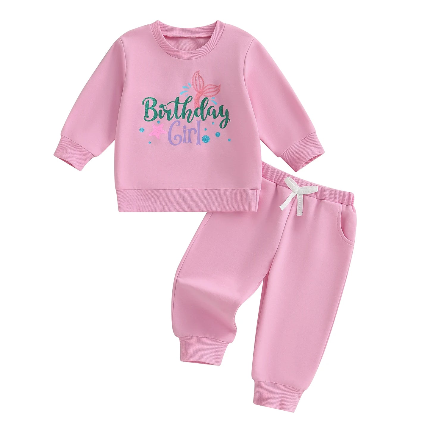 Stylish Toddler Girls 2Pcs Outfit Adorable Long Sleeve Top with Letter Pattern and Matching Solid Color Pants Perfect for