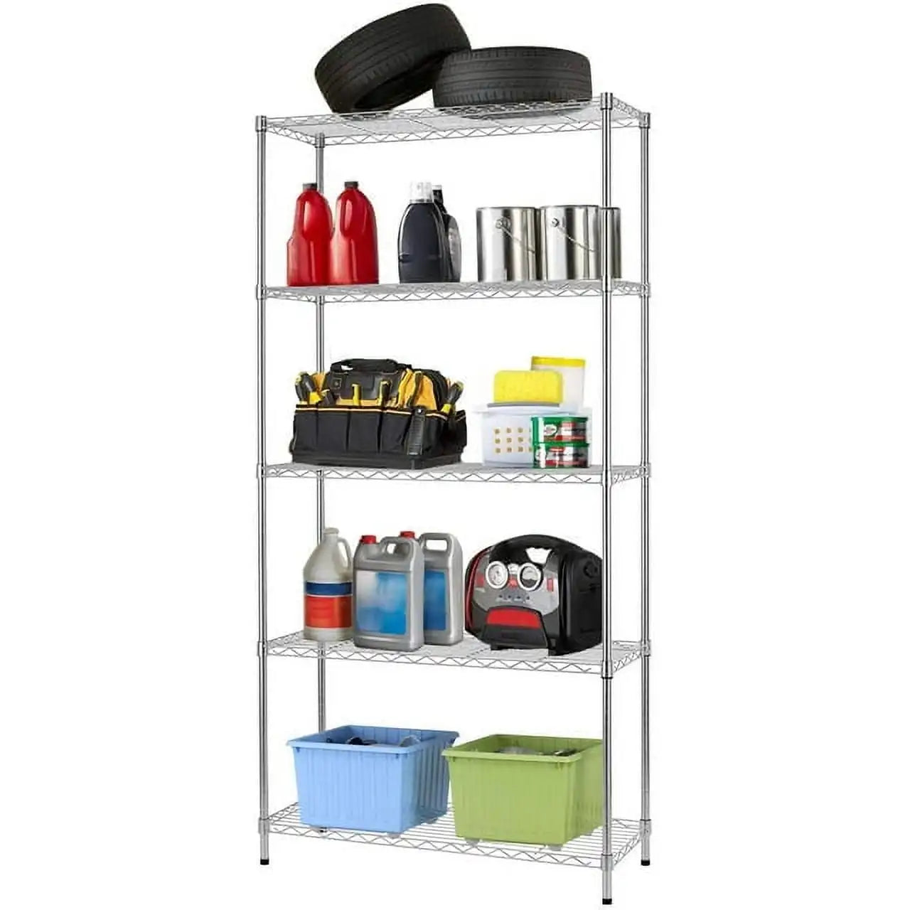 BestOffice 5 Tier Wire Shelving Unit 1250 Pound Capacity Black