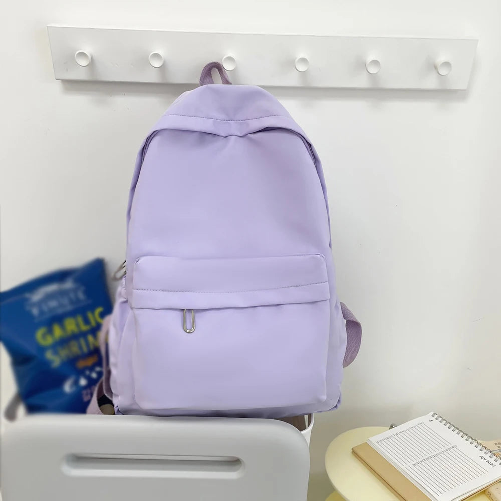 Forest Style Versatile Simple Solid Color Backpack, Fashionable Casual Backpack, College Student Backpack