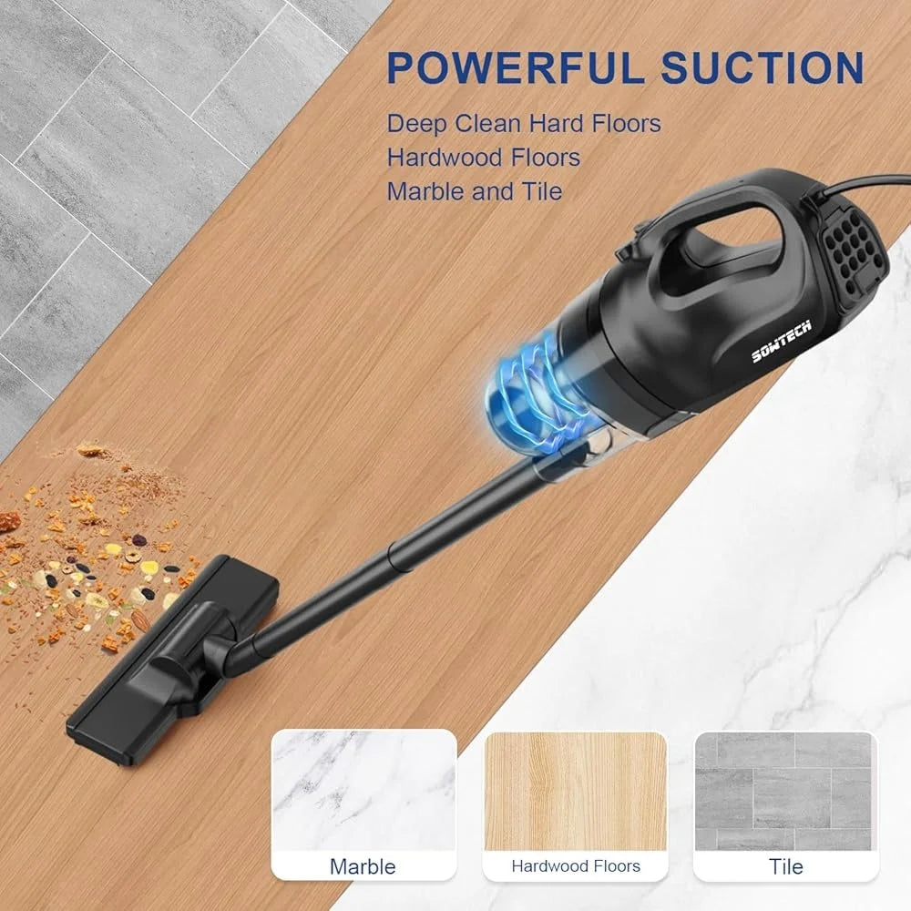 Corded Vacuum Cleaner 20Kpa Strong Suction Ultra Lightweight Stick Vacuum Pet Hair 3 in 1 Handheld Floor Brush Accessory