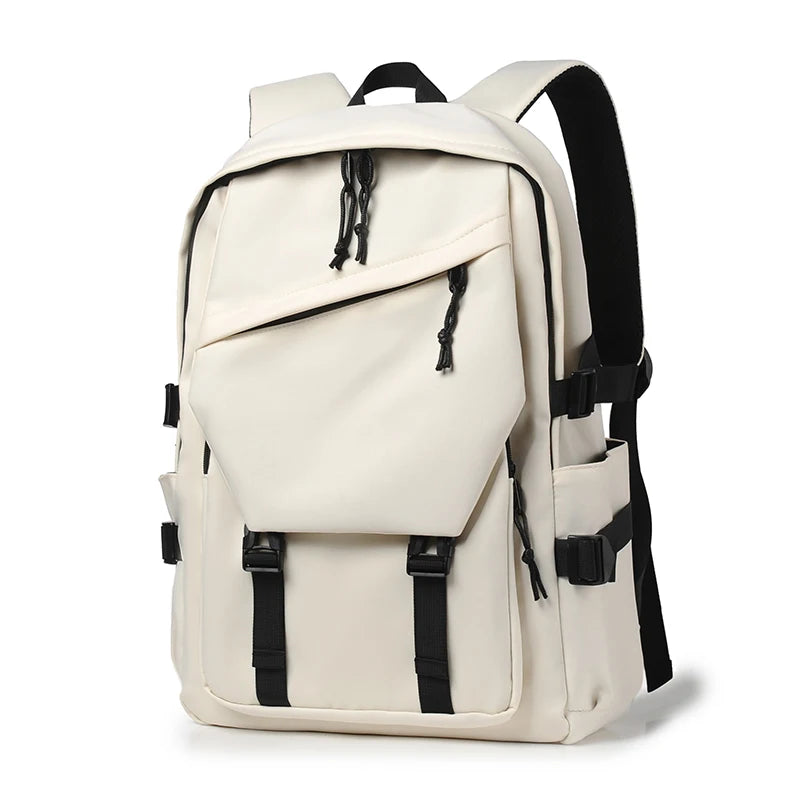 One 15 Inch Polyester Waterproof Solid Color Simple Men's Backpack Fashion Couple Student Computer Backpack