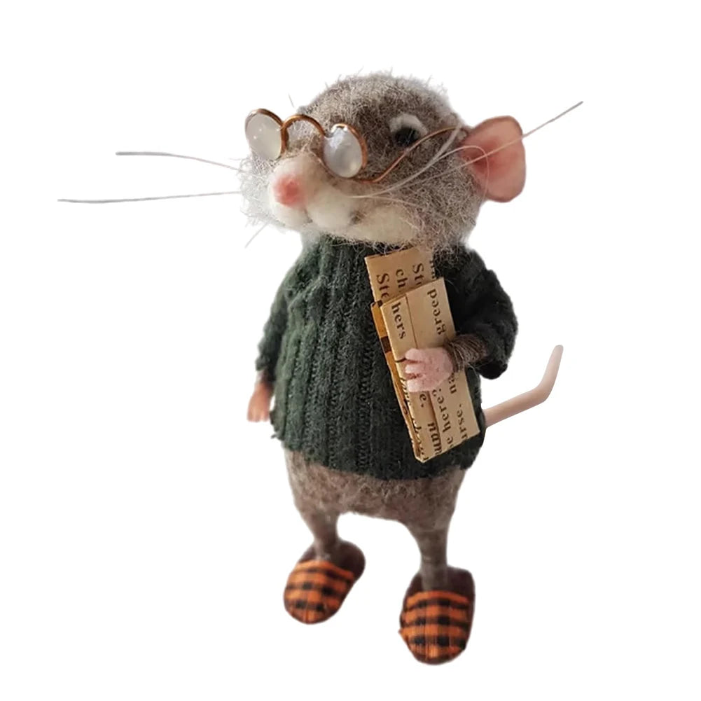 Mouse Doll Christmas Needle Felted Mouse DIY Handmade Wool Felted Needle Felting Mice Wool Felt Mouse Christmas Ornaments