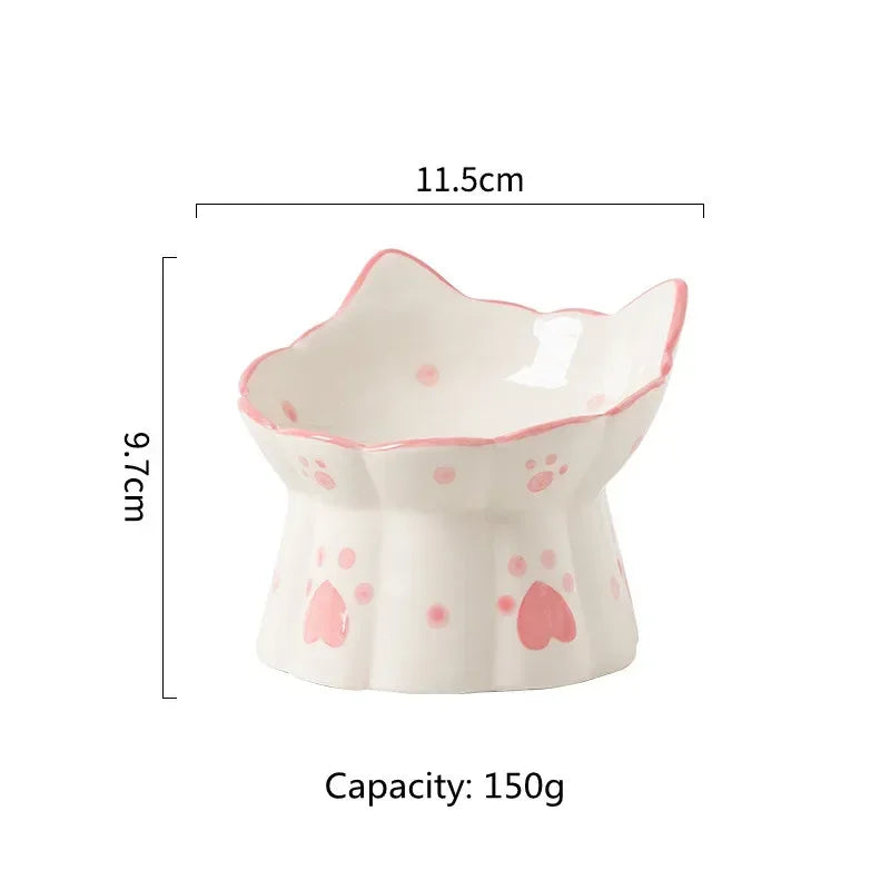 Ceramic Elevated Dog and Cat Bowl Set for Feeding Drinking and Snacks - Small Pet Accessories
