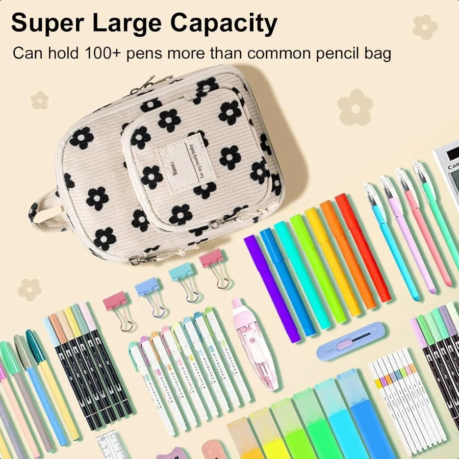 LEDAOU Pencil Case Cute Zipper Pencil Pouch Large Capacity Pencil Bag Organizer School plies for Girls Boys