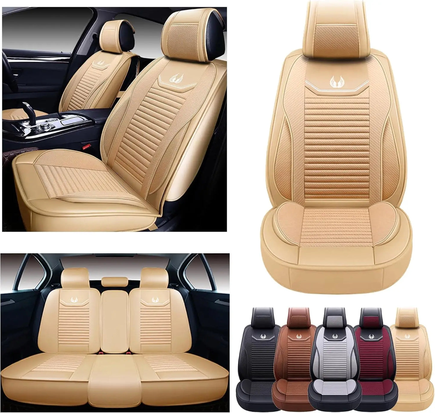 Car Seat Covers Premium Waterproof Faux Leather Cushion Universal Accessories Fit SUV Truck Sedan Automotive Vehicle Auto Interi