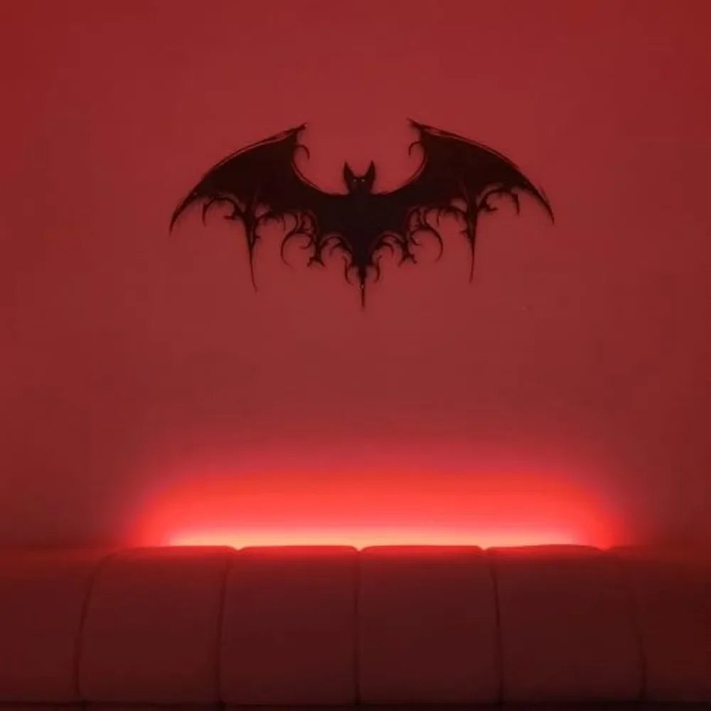 Majestic Bat Metal Wall Art Giant Bat Metal Wall Decor Gothic Home Decor Scary Halloween Decoration for Outdoor Halloween Bat Wall Hanging