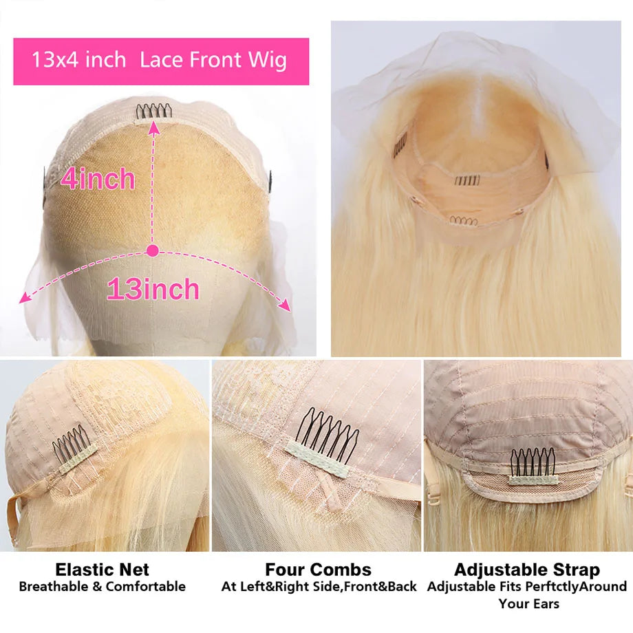 613 Hd Lace Frontal Wig 13x6 Bone Straight Human Hair Wig 13x4 Lace Front Blonde Wigs For Women 30 32Inch Colored Human Hair Wig