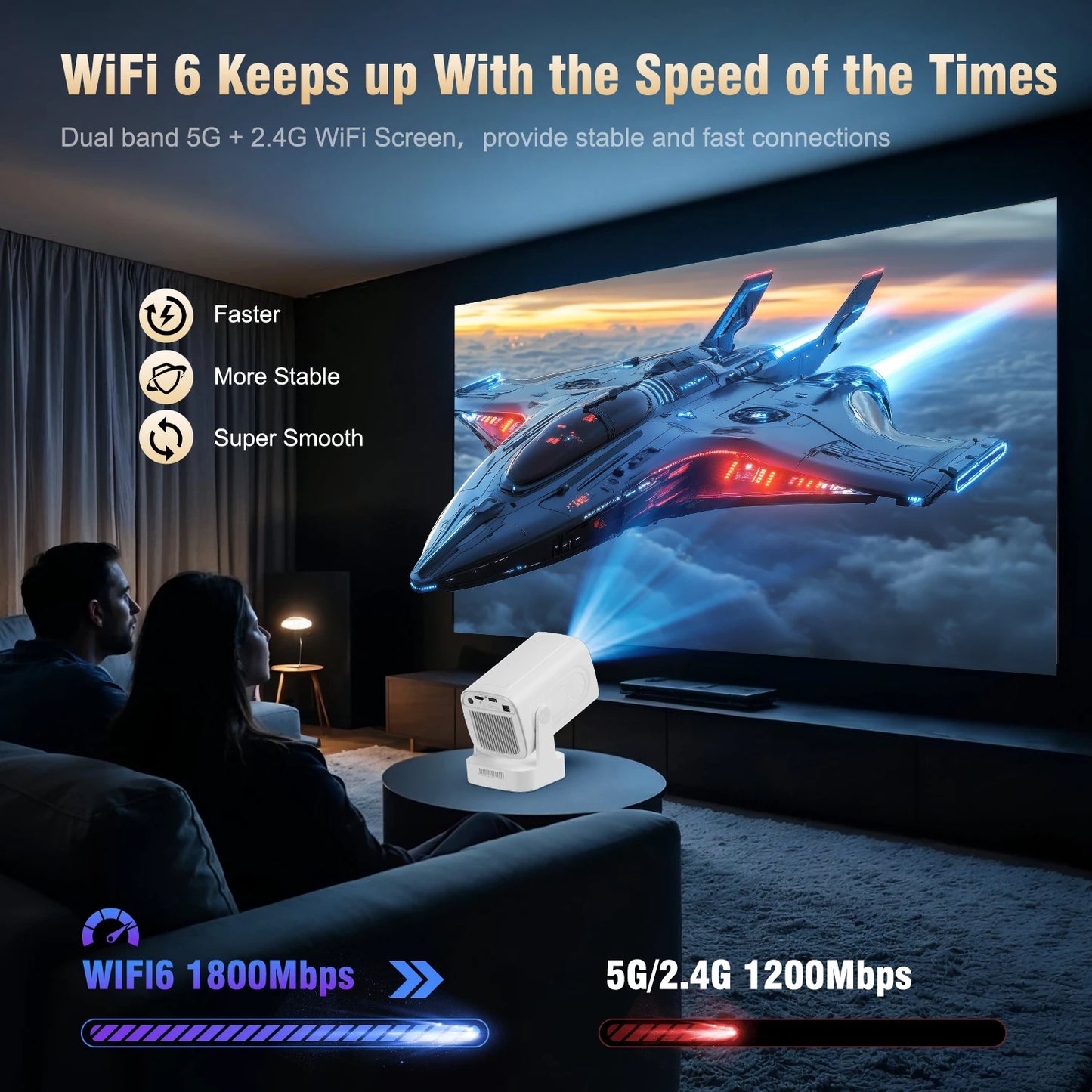 Magcubic HY310 Android 11 Projector 4K Native 1080P Auto Focus 330 ANSI Dual Wifi Bluetooth 5.4 Air Mouse Voice Home Outdoor Movie