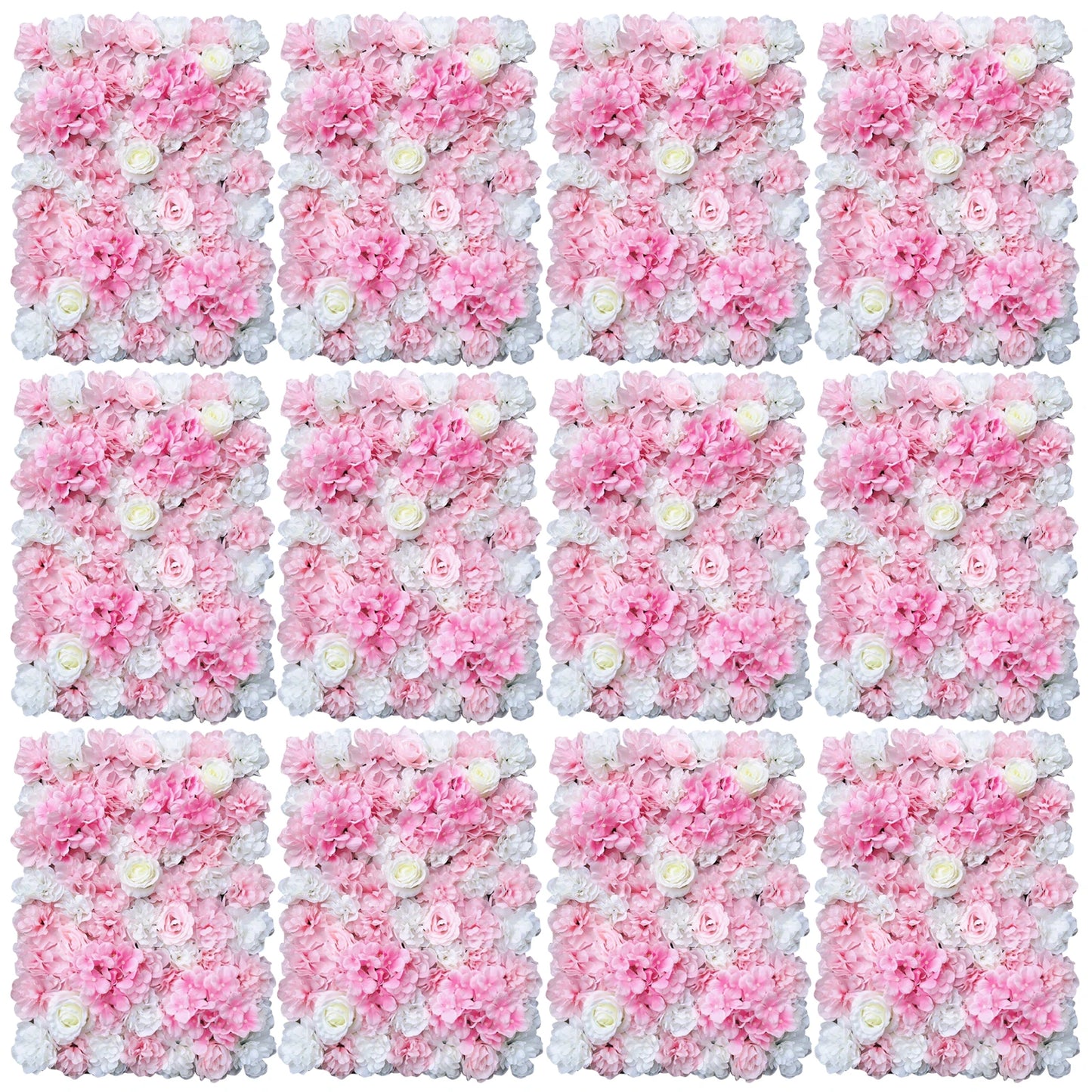 Artificial Flower Wall 12 pcs Artificial Silk Flower Wall Panel Wedding Photography Venue for Wedding Party Holiday Celebration