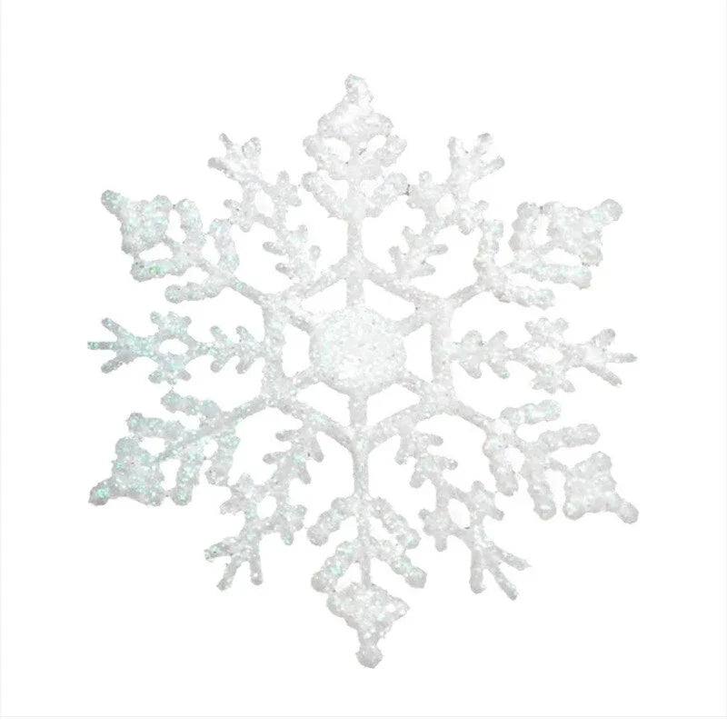 12pcs 10cm Gold Powder Plastic Snowflake Party Supplies Winter Decor Ornaments Christmas Tree Decorations for Home Snow