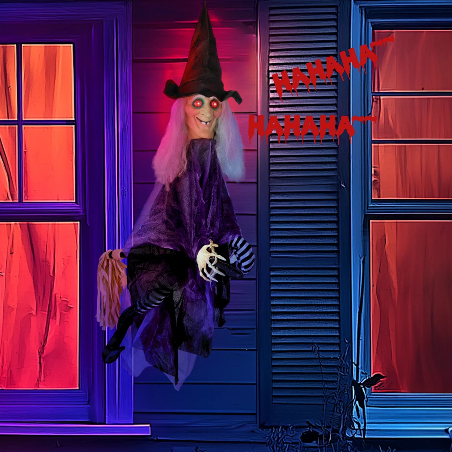 USA Stock 3ft Voice Control Witch Halloween Hanging Decoration Without Battery
