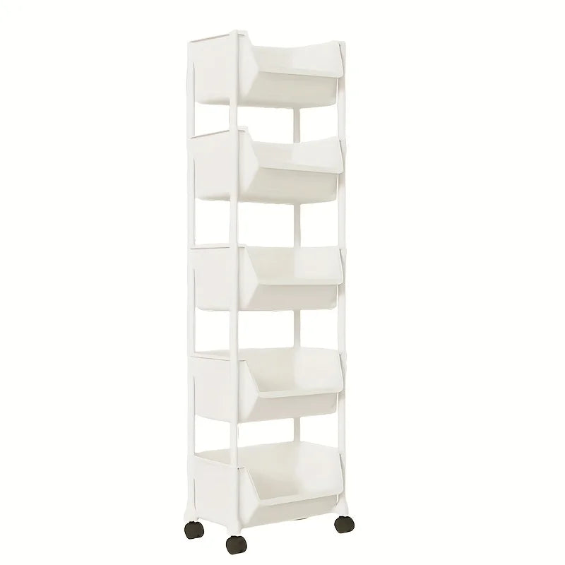 Vertical Multi Layer Storage Rack Trolley with Wheels for Kitchen Bathroom and Dormitory