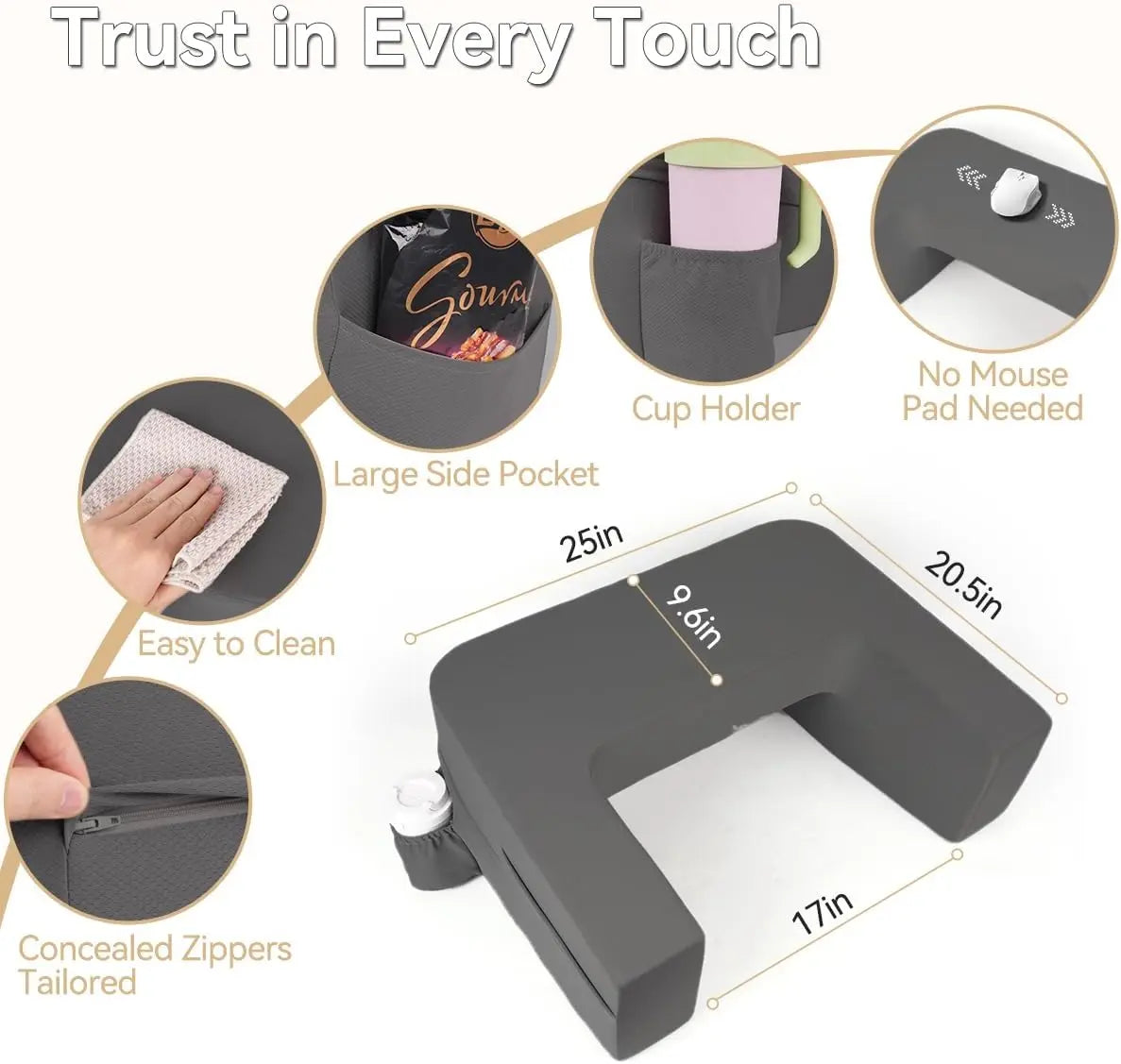 Reading Pillow for Bed,Reading Pillows for Sitting in Bed Adult with Cup Holder Pocket,Comfort Laptop Lap Desk for Couch