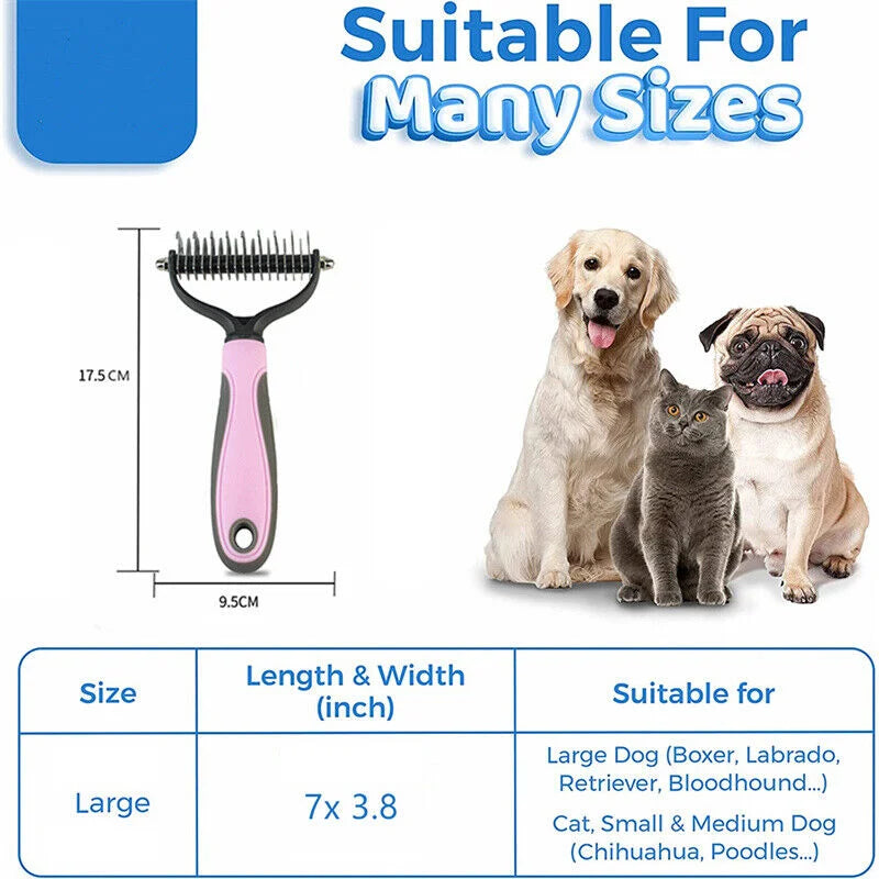 Fathers Day Gifts Double Sided Pet Grooming Brush Deshedding Tool for Dogs and Cats 2 in 1 Detangling and Hair Removal Comb