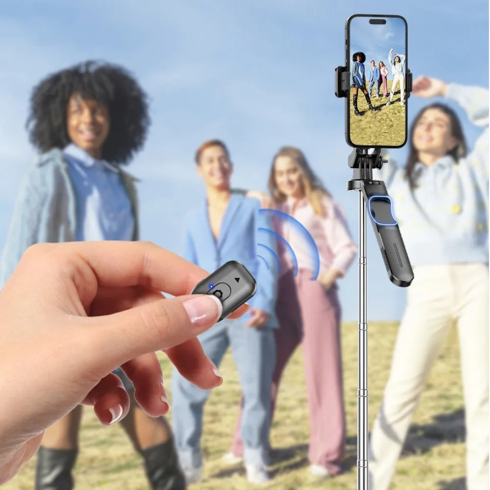 2025 Portable Retractable 360 Degree Rotation Selfie Stick Tripod Smartphone Stand with Wireless Remote Control for iPhone and Android