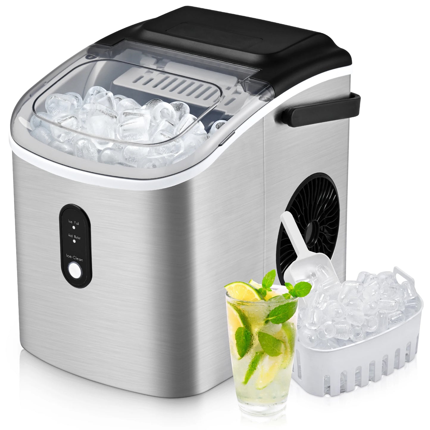 SIMZLIFE Portable Ice Maker Machine 26.5 Pounds Per Day 9 Ice Cubes in 6 Minutes Auto Cleaning Basket and Scoop for Kitchen Office Party