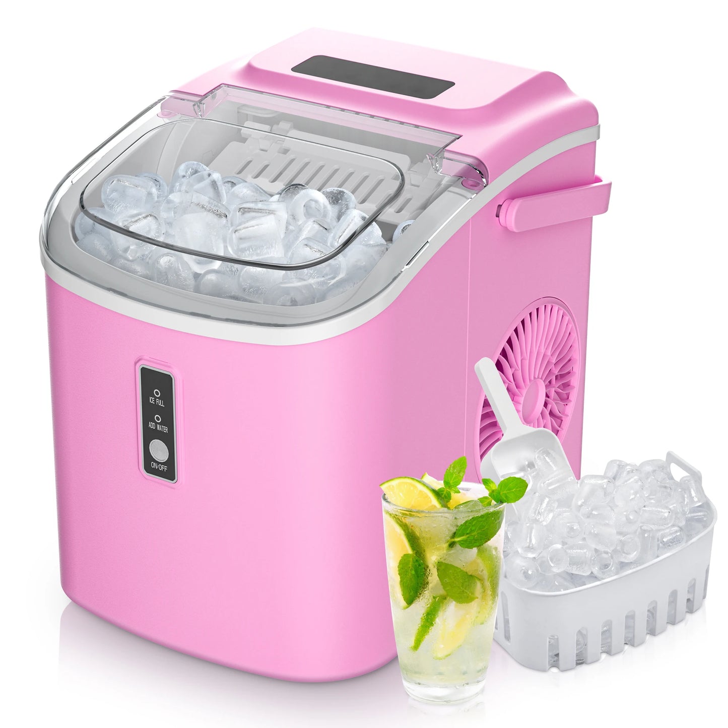 SIMZLIFE Portable Ice Maker Machine 26.5 Pounds Per Day 9 Ice Cubes in 6 Minutes Auto Cleaning Basket and Scoop for Kitchen Office Party