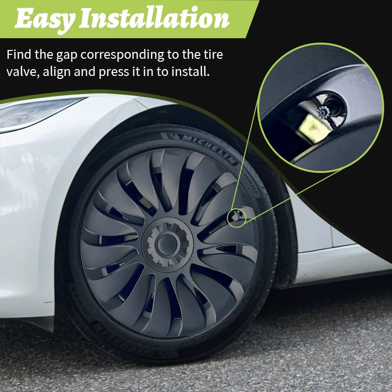 4PCS Wheel Cover Caps for Tesla Model Y 2020 to 2024 Full Coverage 19 Inches Hubcaps Automotive Accessories