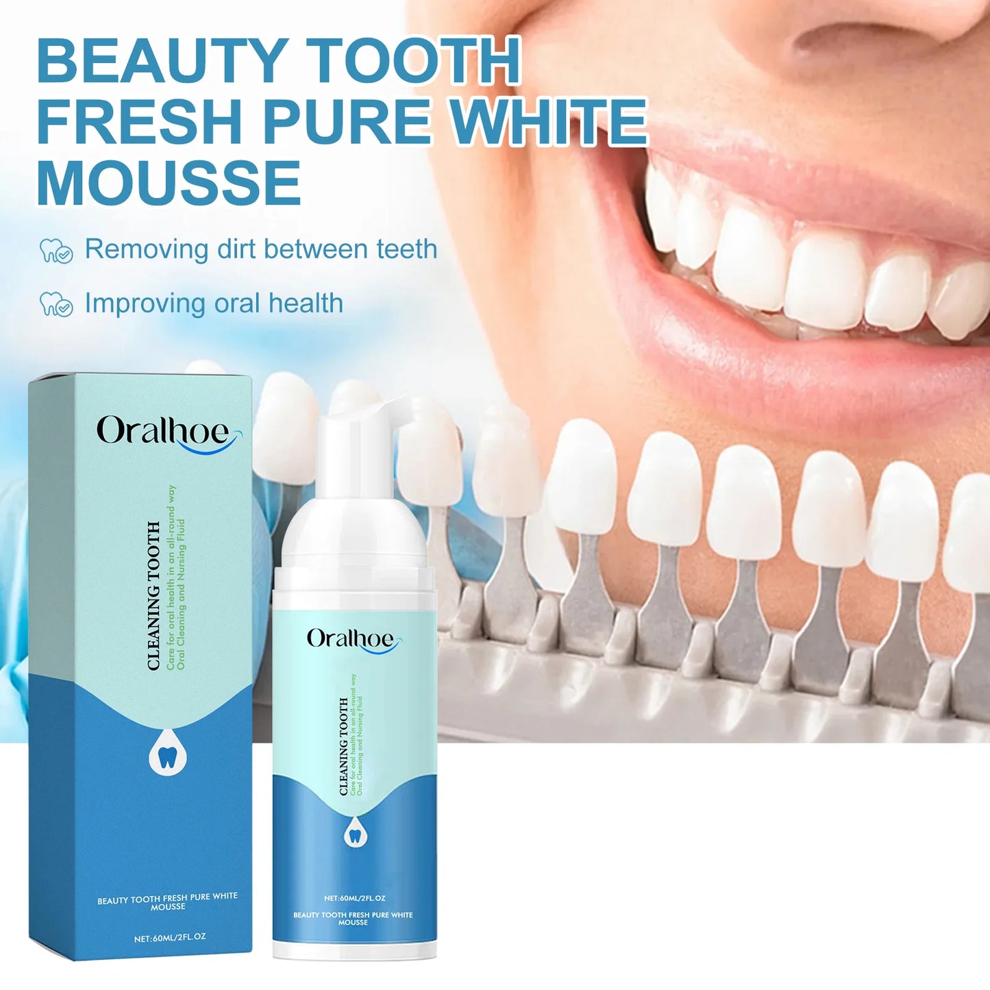 Beauty Tooth Fresh Pure White Mousse Teeth Whitening Fresh Breath Natural Ingredient Oral Health Improvement