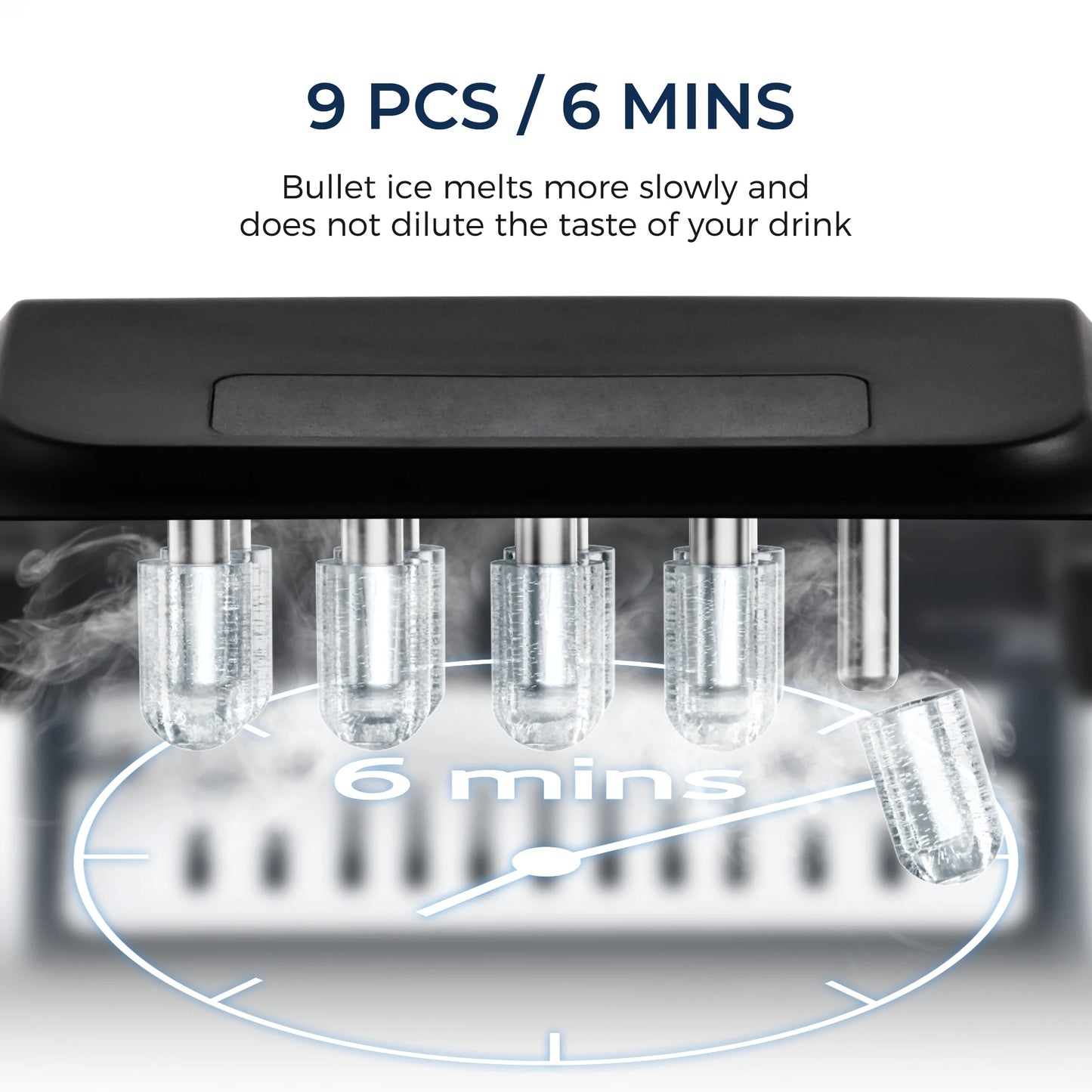 SIMZLIFE Portable Ice Maker Machine 26.5 Pounds Per Day 9 Ice Cubes in 6 Minutes Auto Cleaning Basket and Scoop for Kitchen Office Party