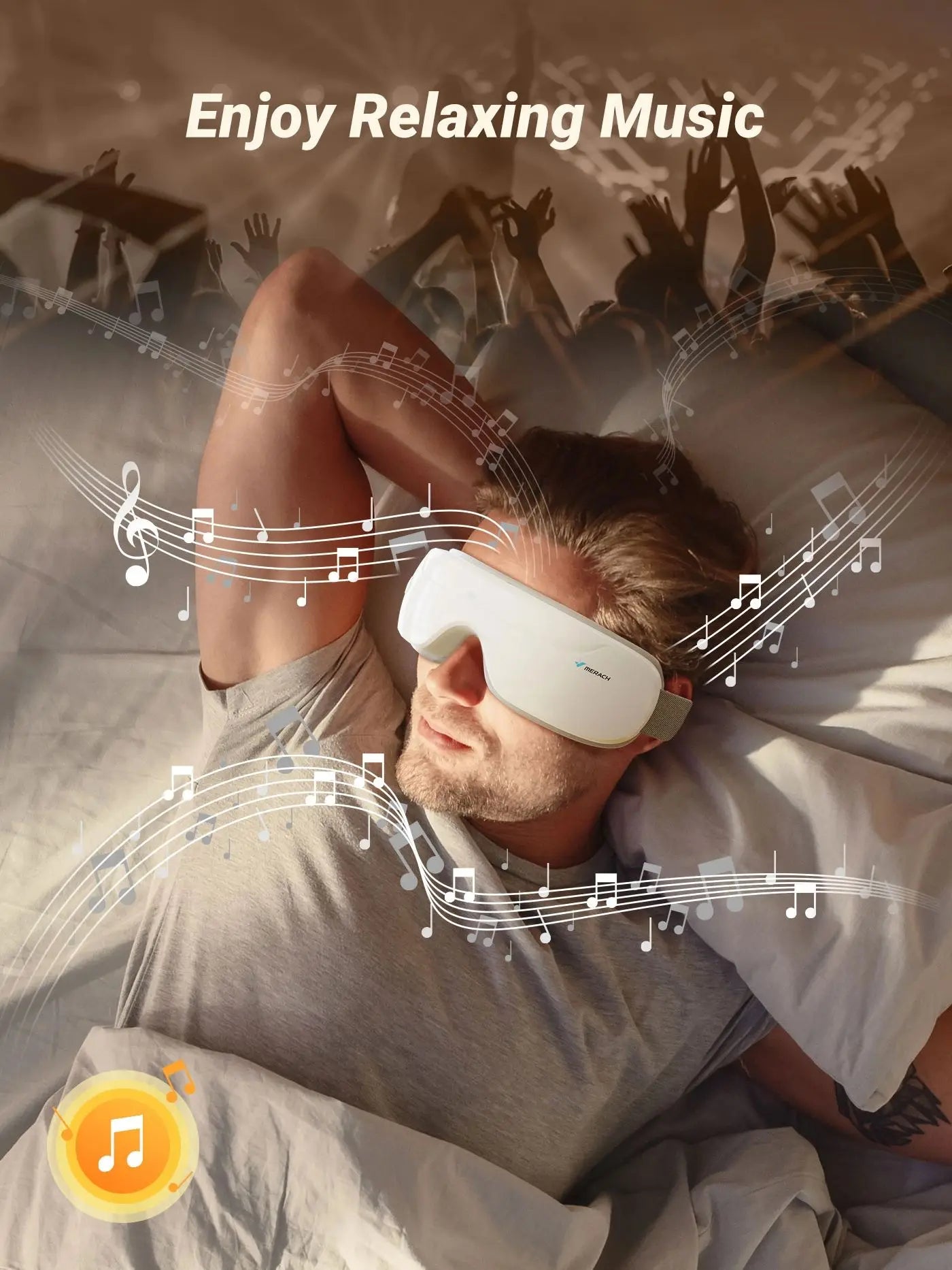 Merach Eye Massager with Heat Compression and Bluetooth Music Smart Eye Mask for Eye Care and Relaxation